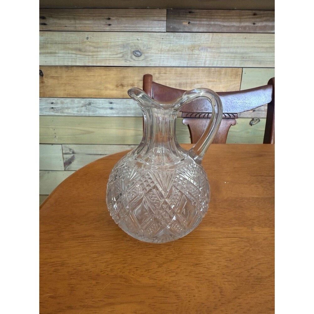 Antique EAPG Blown Pressed Stars Clear Glass Cruet Decorative Cookware Victorian